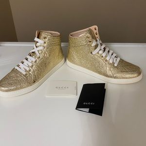 Gold Gucci Hightops 100% Authentic NIB